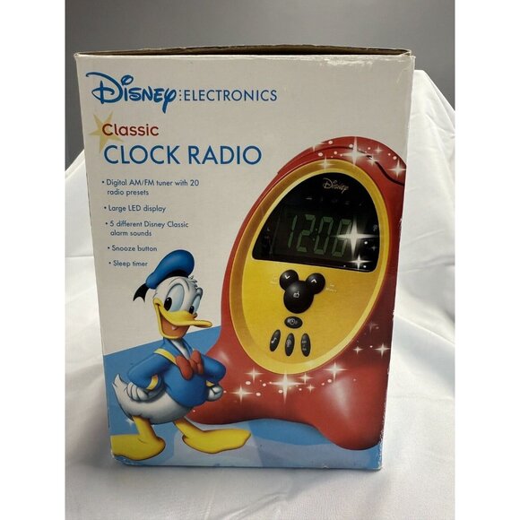 Vintage '03 Disney Mickey Mouse Alarm Clock Radio AM/FM Red Yellow Works! In Box - Picture 5 of 14